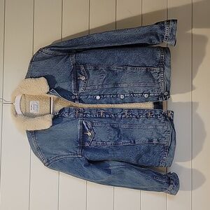 OLD NAVY SHERPA LINED VINTAGE STYLE  JEAN JACKET  SMALL  BLUE